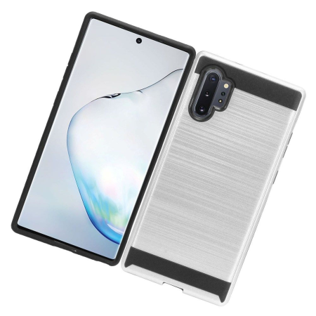 Samsung Galaxy Note 10 plus Metal Brush Case Silver