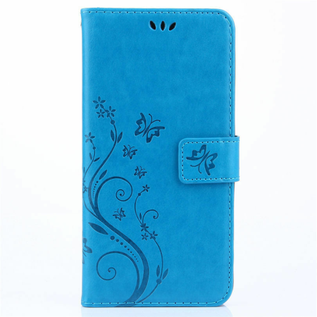 LG Xpower3 Four Flower Leather Wallet Case Blue