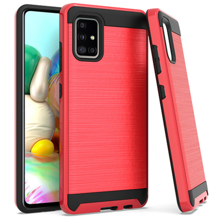 Samsung Galaxy A71 Metal Brush Case RED